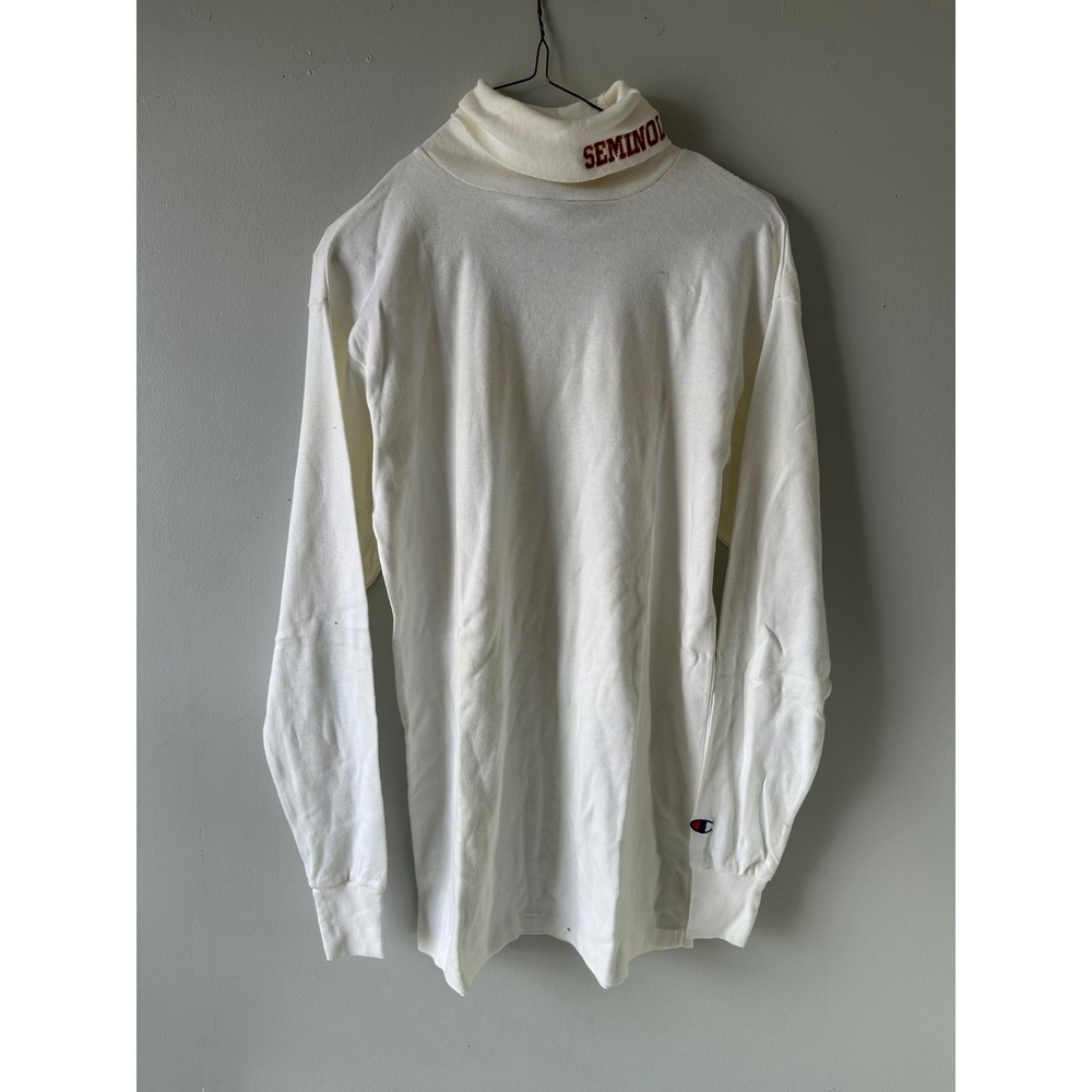 Vintage Champion FSU Seminoles Turtleneck Shirt White Mens Large Long Sleeve L.